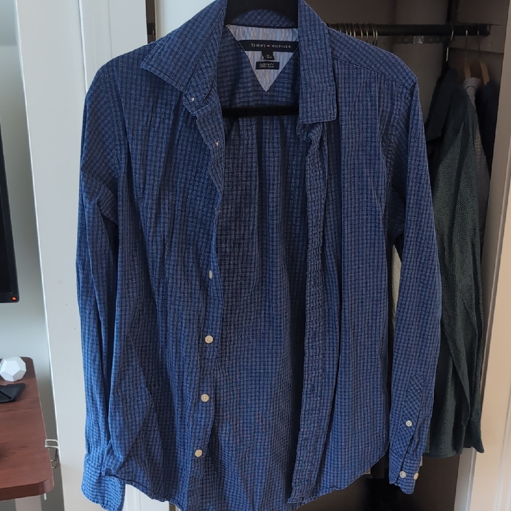 Tommy Hilfiger Men's Navy Plaid Shirt